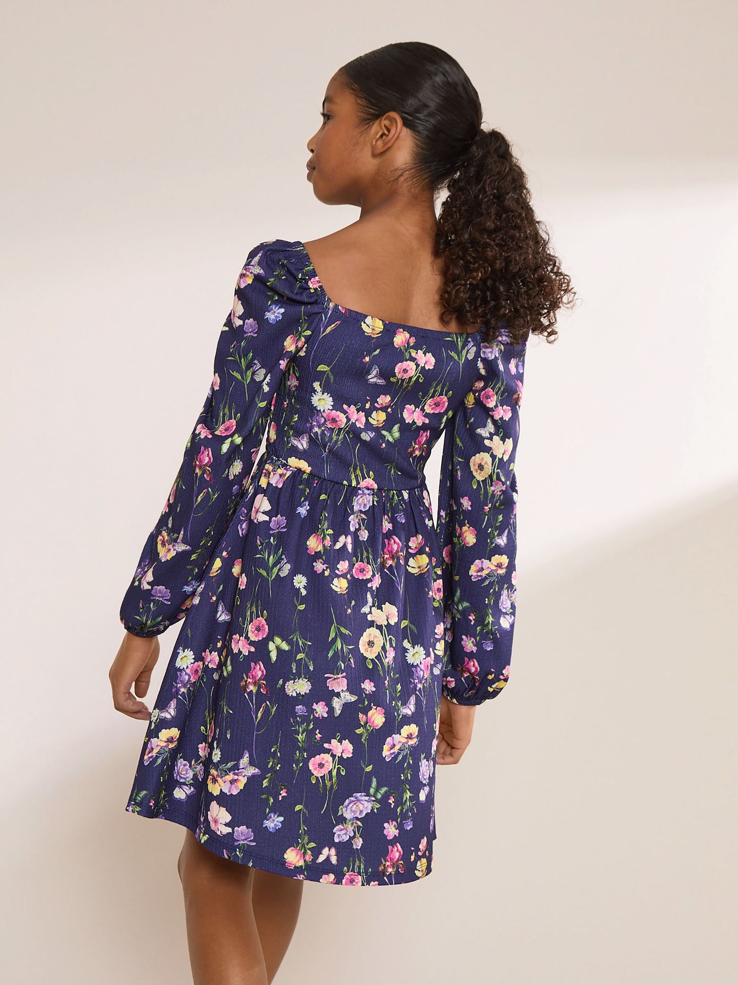 Dsiney Kidz - Lipsy Navy Blue Printed Crinkle Jersey Dress (5-16yrs) image 6