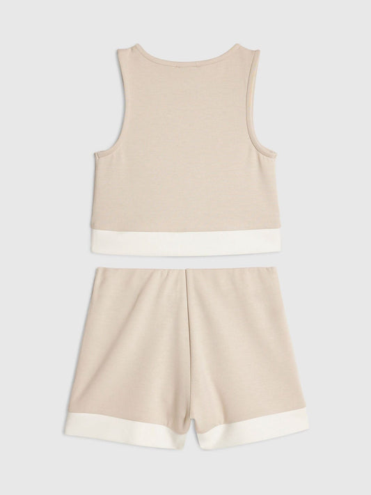 Dsiney Kidz - River Island Cream Premium Clean Contrast Tank Top & Shorts Set image 2