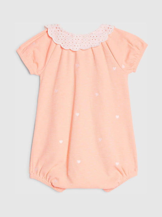 River Island Coral Pink Heart Print Collared Romper image 2