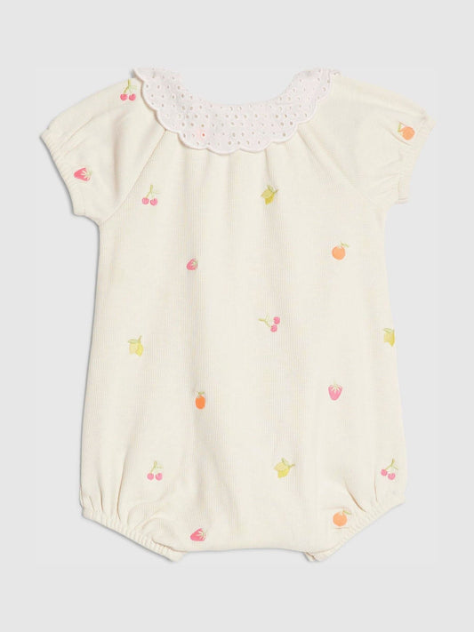 River Island Cream Strawberry Print Collared Romper image 2