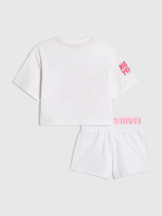 Dsiney Kidz - River Island White T-Shirt & Runner Shorts Set image 2