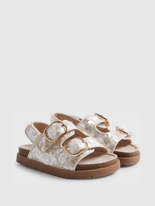 River Island Brown Sequin Footbed Sandals image 2
