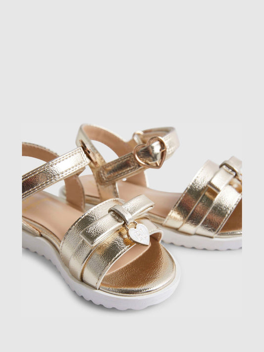 River Island Gold Metallic Bow Wedge Sandals image 2