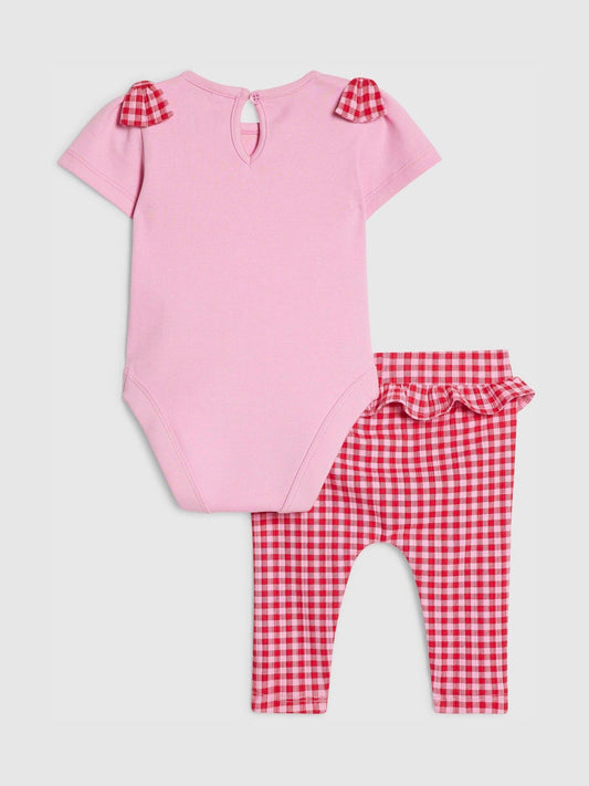 Dsiney Kidz - River Island Pink Frill Bodysuit & Gingham Leggings Set image 2
