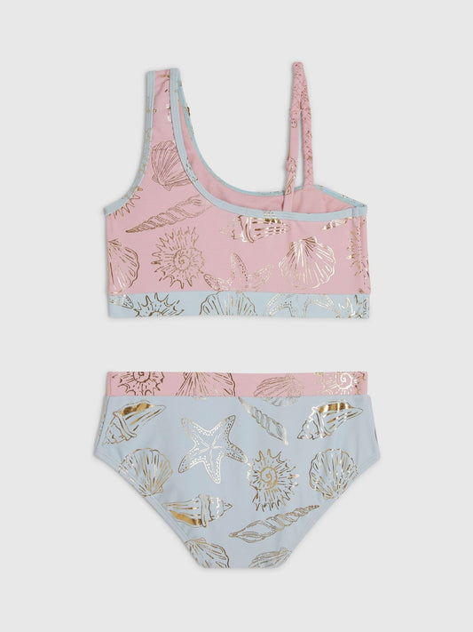 Dsiney Kidz - River Island Pink Foil Shell Asymetric Bikini image 2