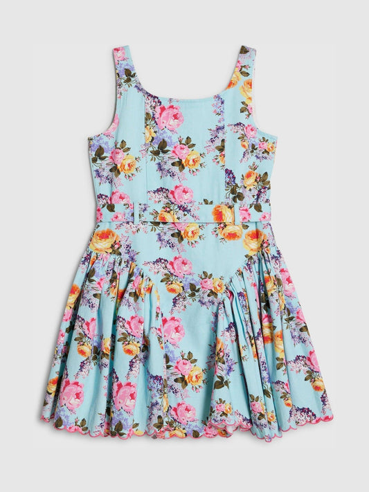 Dsiney Kidz - River Island Blue Cabbages and Roses Floral Prom Dress image 2