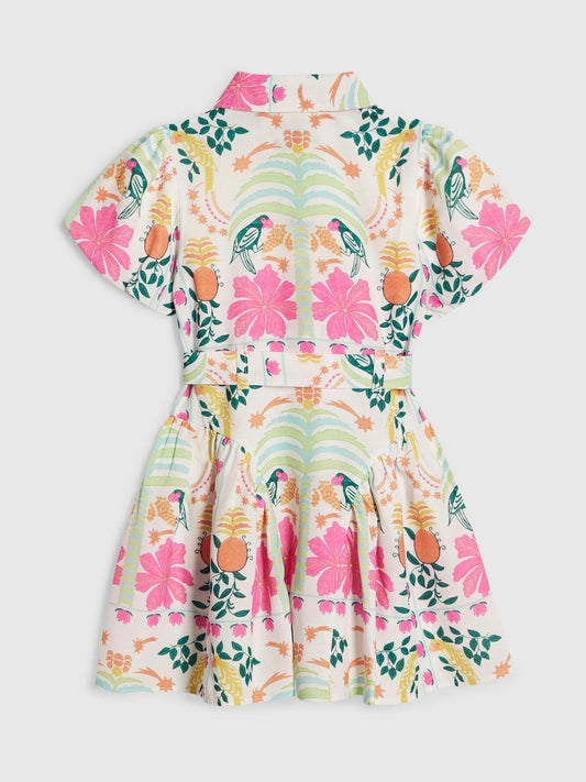 River Island Pink Satin Parrot Shirt Dress image 2