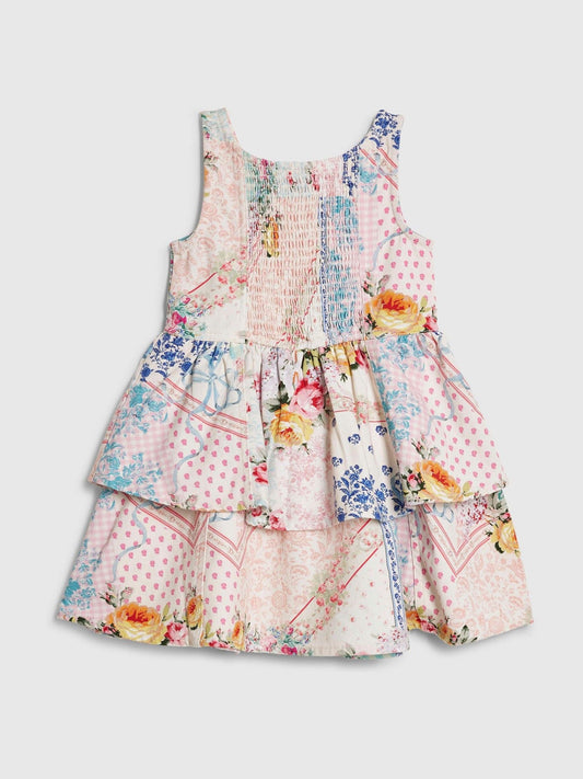Dsiney Kidz - River Island Pink Cabbages & Roses Tiered Dress image 2