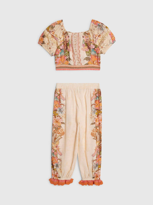 Dsiney Kidz - River Island Cream Del Maar Smock Top & Trouser Set image 2
