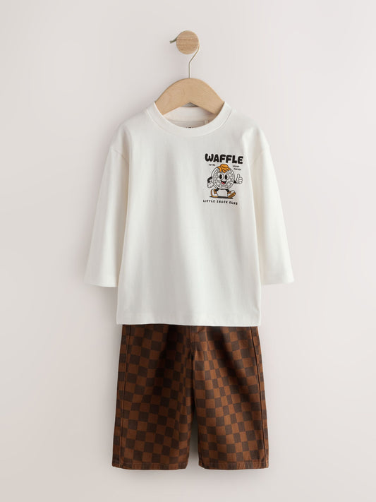 Tan/Ecru Long Sleeve Top and Trousers Set (3mths-7yrs) - image 1