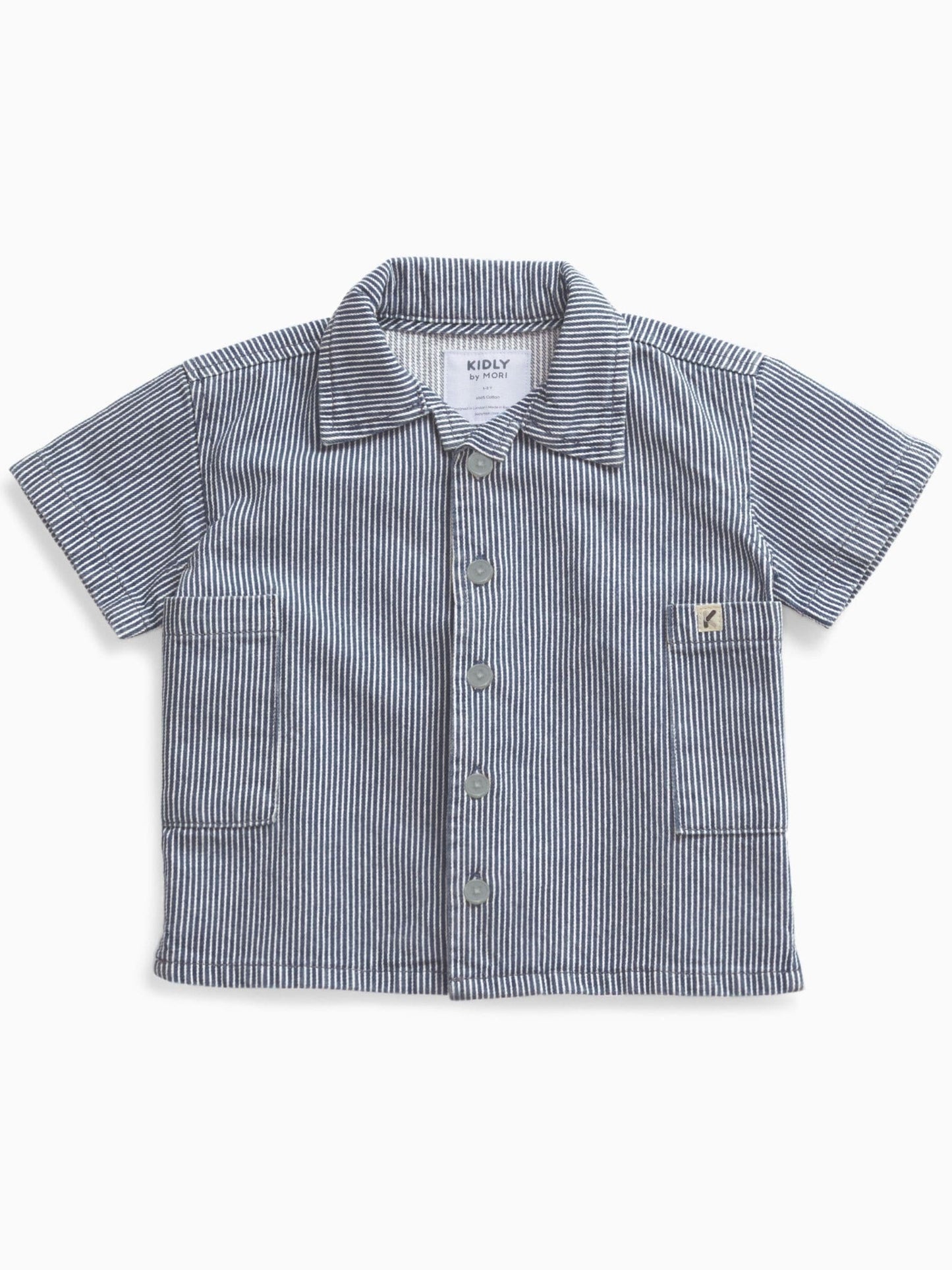 Dsiney Kidz - KIDLY by MORI Blue Soft Denim Stripe Shirt image 4