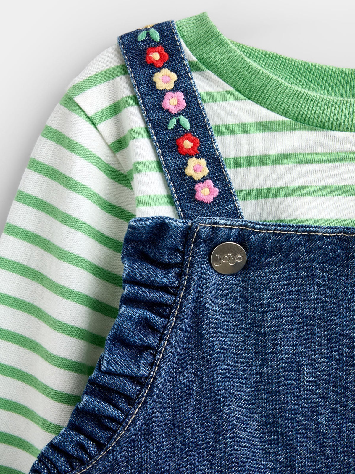 JoJo Maman Bébé Blue Denim Embroidered Dungarees & T-Shirt Set - image 7