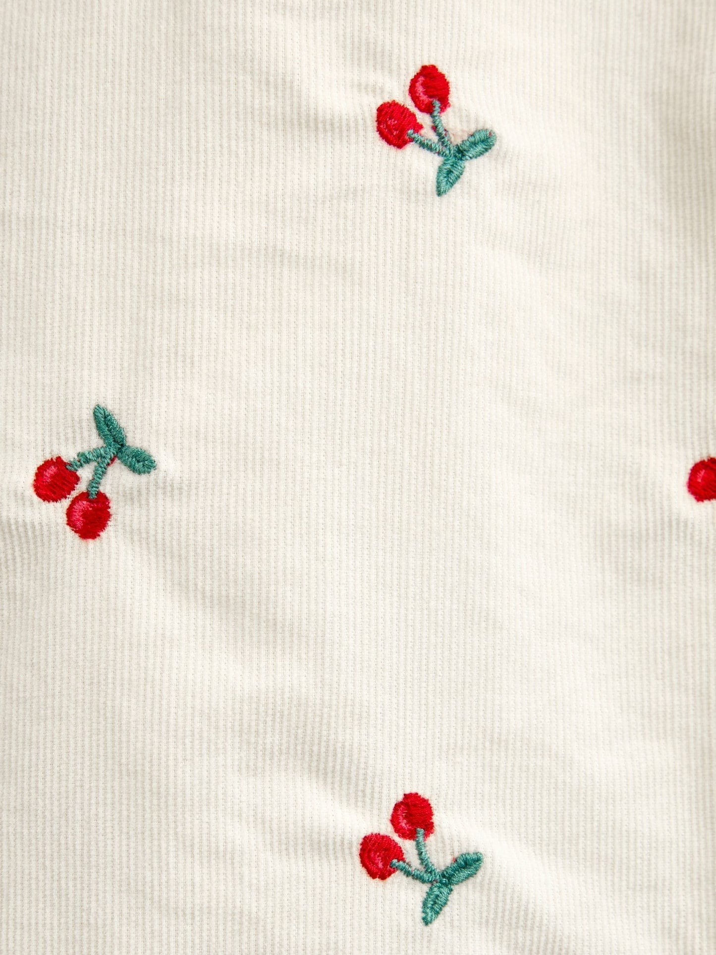 Dsiney Kidz - JoJo Maman Bébé Cream Cherry Embroidered Cord Blouse image 4
