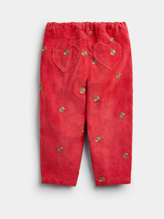 Dsiney Kidz - JoJo Maman Bébé Rust Orange Woodland Embroidered Cord Trousers image 2