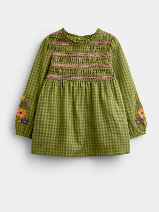 JoJo Maman Bébé Khaki Green Floral Embroidered Smocked Blouse & Legging Set - image 2