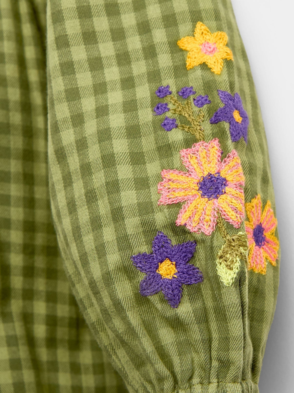 JoJo Maman Bébé Khaki Green Floral Embroidered Smocked Blouse & Legging Set - image 6