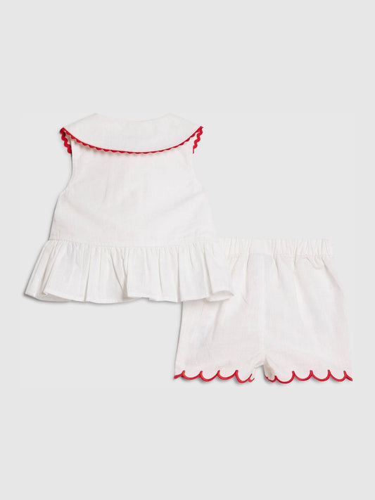 Dsiney Kidz - River Island White Strawberry Peplum Blouse & Short Set image 2