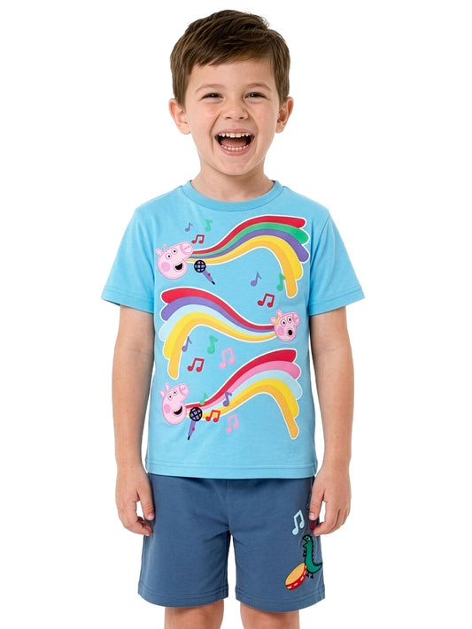 Character Blue Peppa Pig George And Evie T-Shirt And Shorts Set image 2