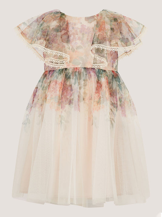 Dsiney Kidz - Monsoon Pink Baby Vintage Flower Tulle Party Dress image 2
