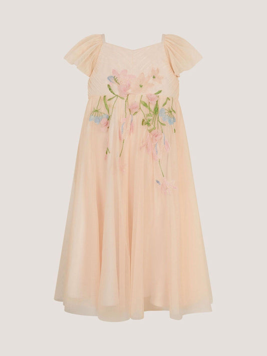 Dsiney Kidz - Monsoon Orange Estella Floral Embroidered Party Dress image 2