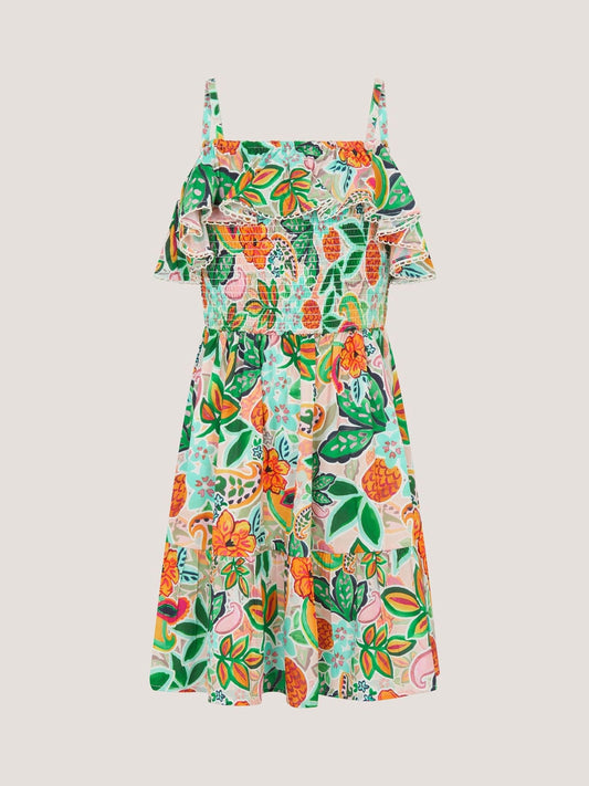 Dsiney Kidz - Monsoon Green Tropical Floral Frilly Dress image 2