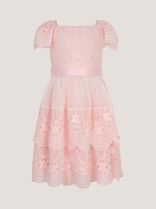 Dsiney Kidz - Monsoon Pink Isabel Lace Scallop Tiered Party Dress image 2