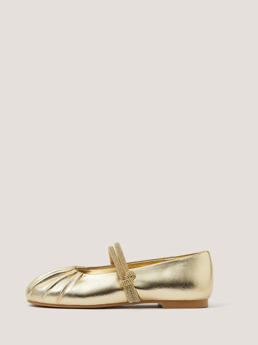 Monsoon Gold Diamanté Strap Ballet Flats image 2