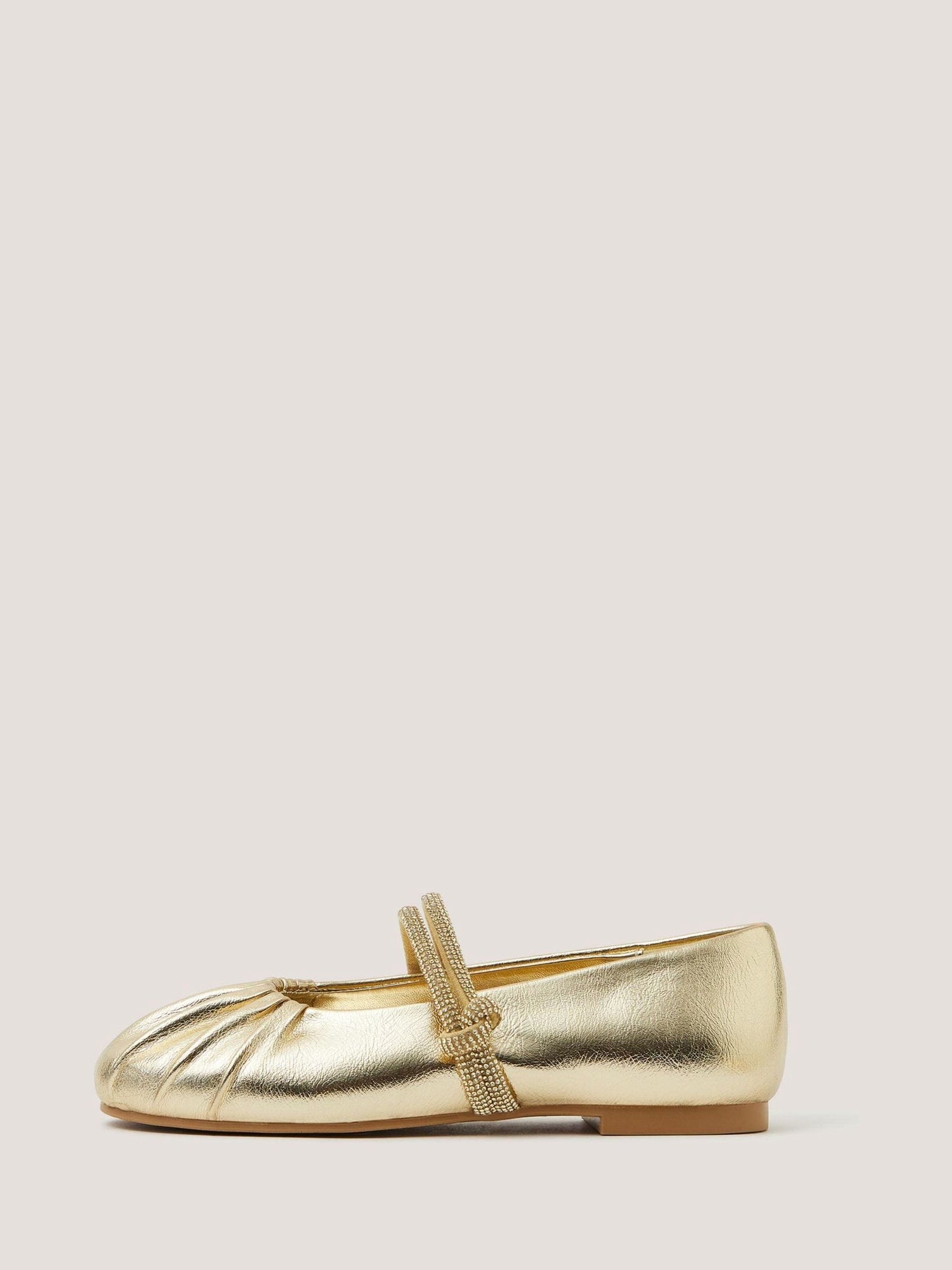 Monsoon Gold Diamanté Strap Ballet Flats image 2