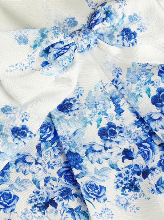 Dsiney Kidz - Monsoon Blue Baby Rose Print Bow Party Dress image 2