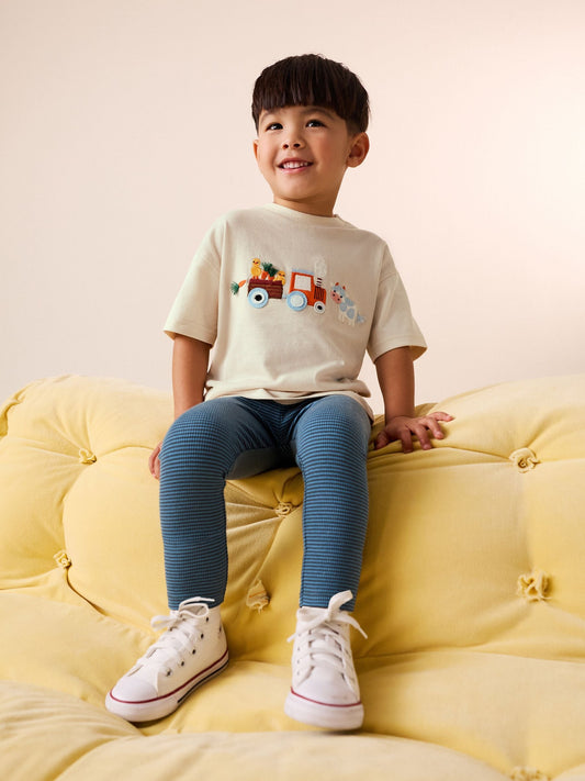 Neutral Farm Animals Short Sleeve T-Shirt and Leggings Set (3mths-7yrs) image 2