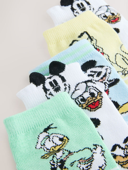 Mickey Mouse Character Cotton Rich Trainer Socks 5 Pack image 3