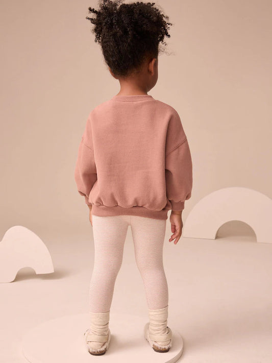 Ecru Stripe Bear Knee Embellished Leggings (3mths-7yrs) Immediate