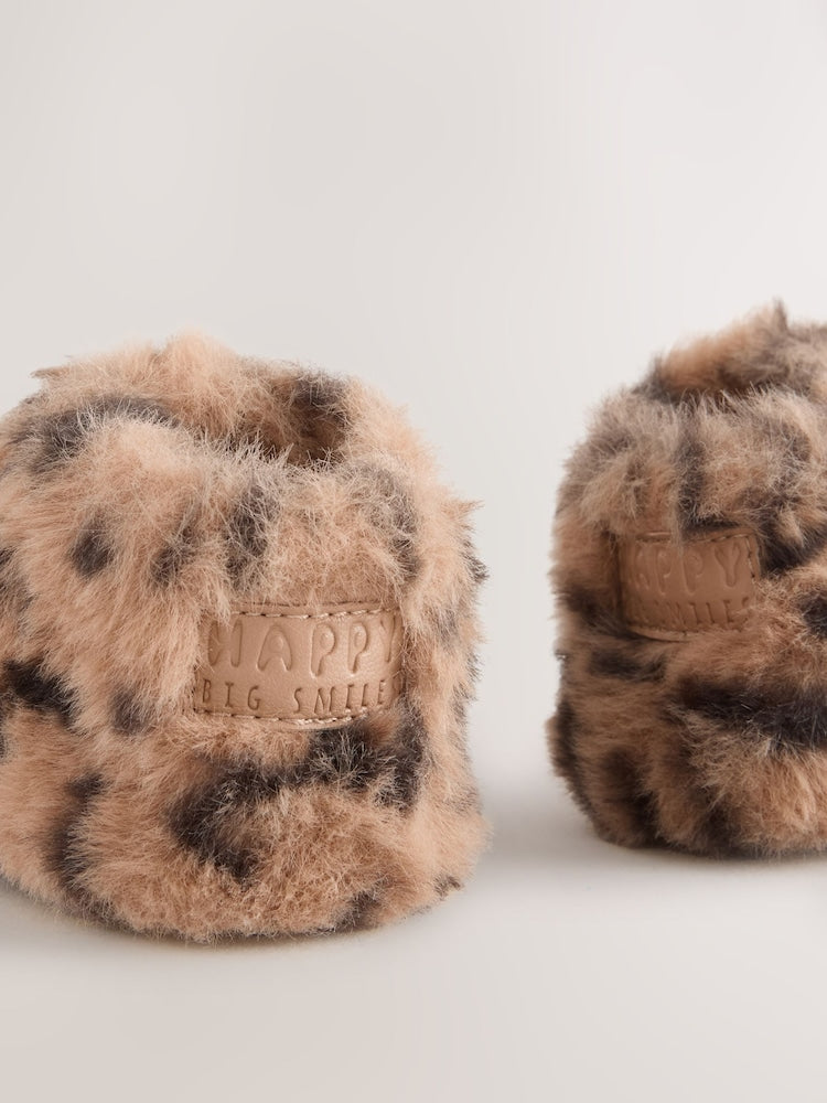 Animal Tan Brown Baby Cosy Touch Fasten Boots (0-18mths)