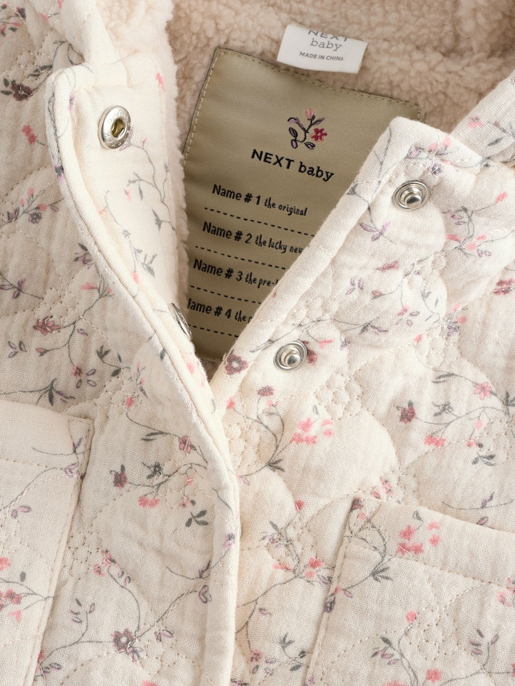 Ecru Floral Baby Crinkle Jersey Coat (0mths-2yrs)