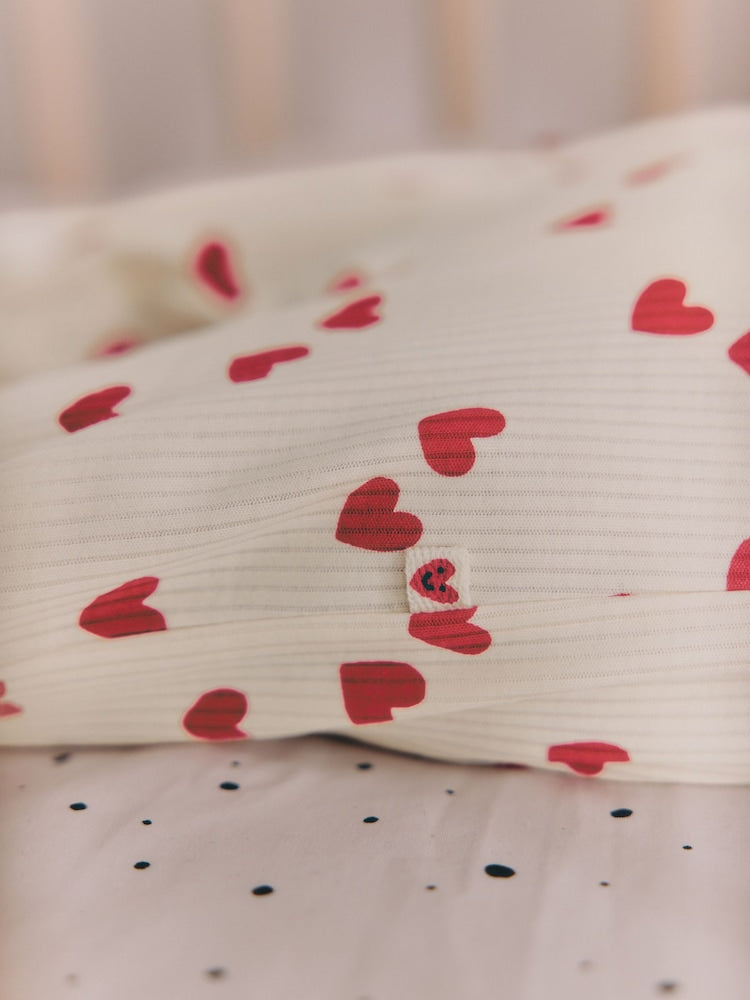 Red Heart Valentines Valentines Two Way Zip Baby Sleepsuit (0-