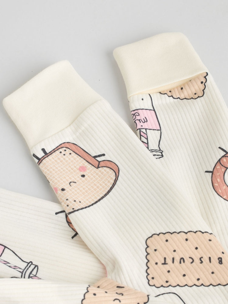 Multi Food Character Two Way Zip Baby Sleepsuits 3 Pack