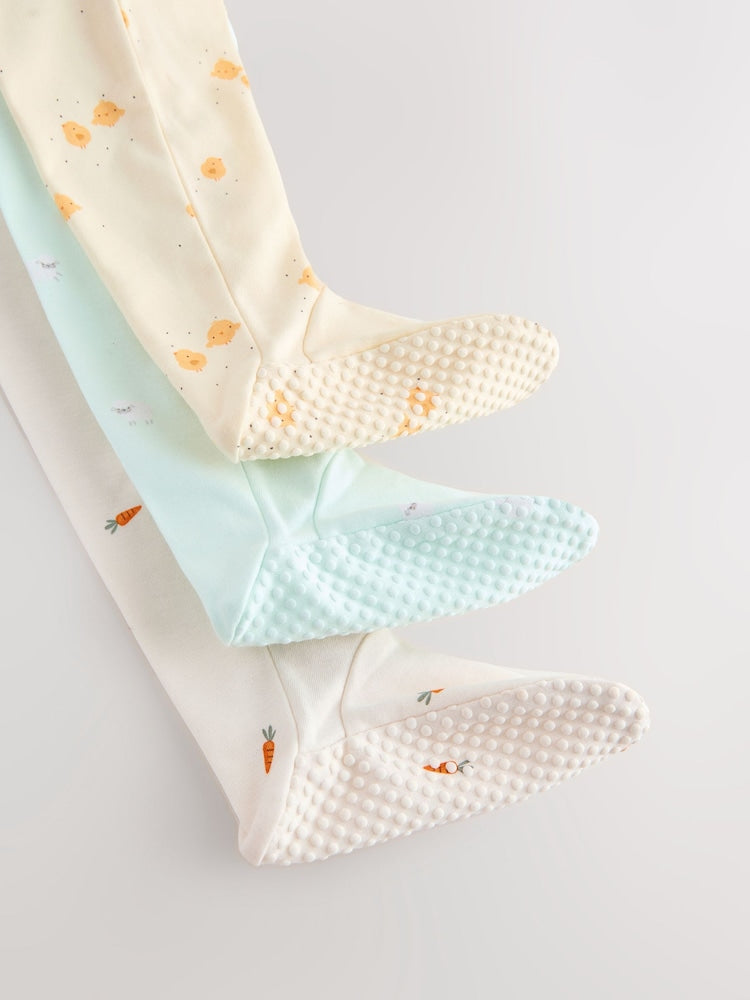 Yellow Easter Character 3 Pack Baby Sleepsuits (0mths-2yrs)