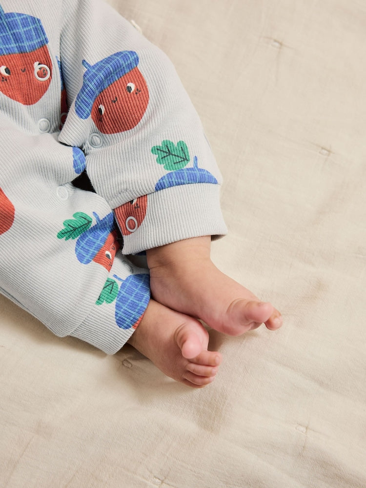 Green Autumn Pumpkin Baby Footless Sleepsuits 3 Pack