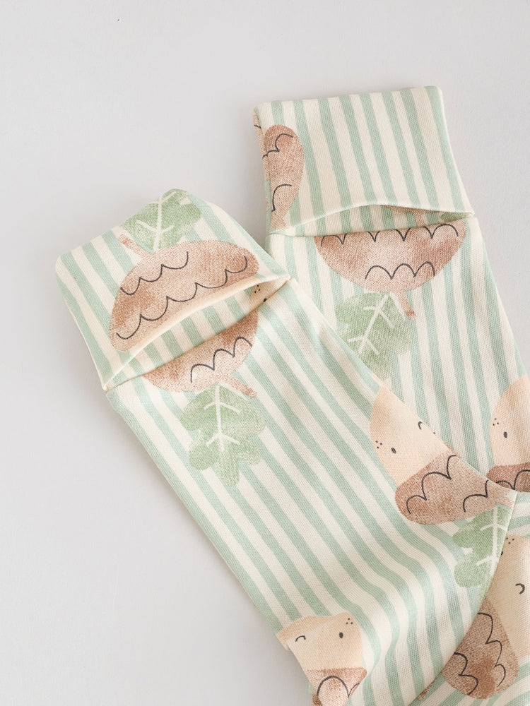 Cream Autumn Pumpkin Two Way Zip Footless Baby Sleepsuits