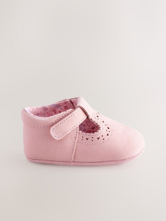 Pink Leather Baby T-Bar Shoes (0-24mths)