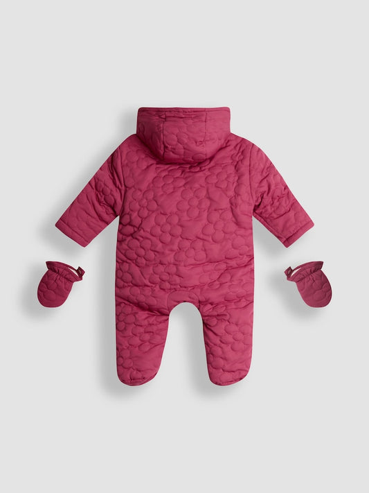 JoJo Maman Bébé Pink Floral Quilted Pramsuit
