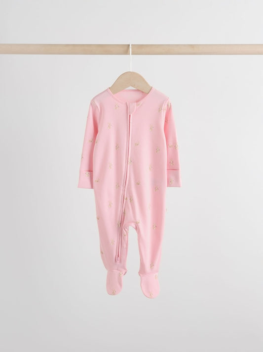 Multi Pastel Character 5 Pack Two Way Zip Baby Sleepsuits