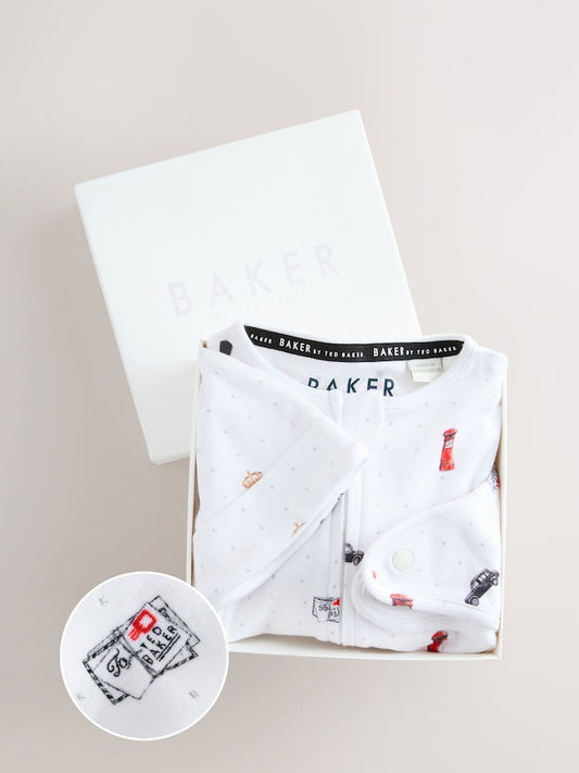 Baker by Ted Baker London Sleepsuit, Hat and Bib White Gift
