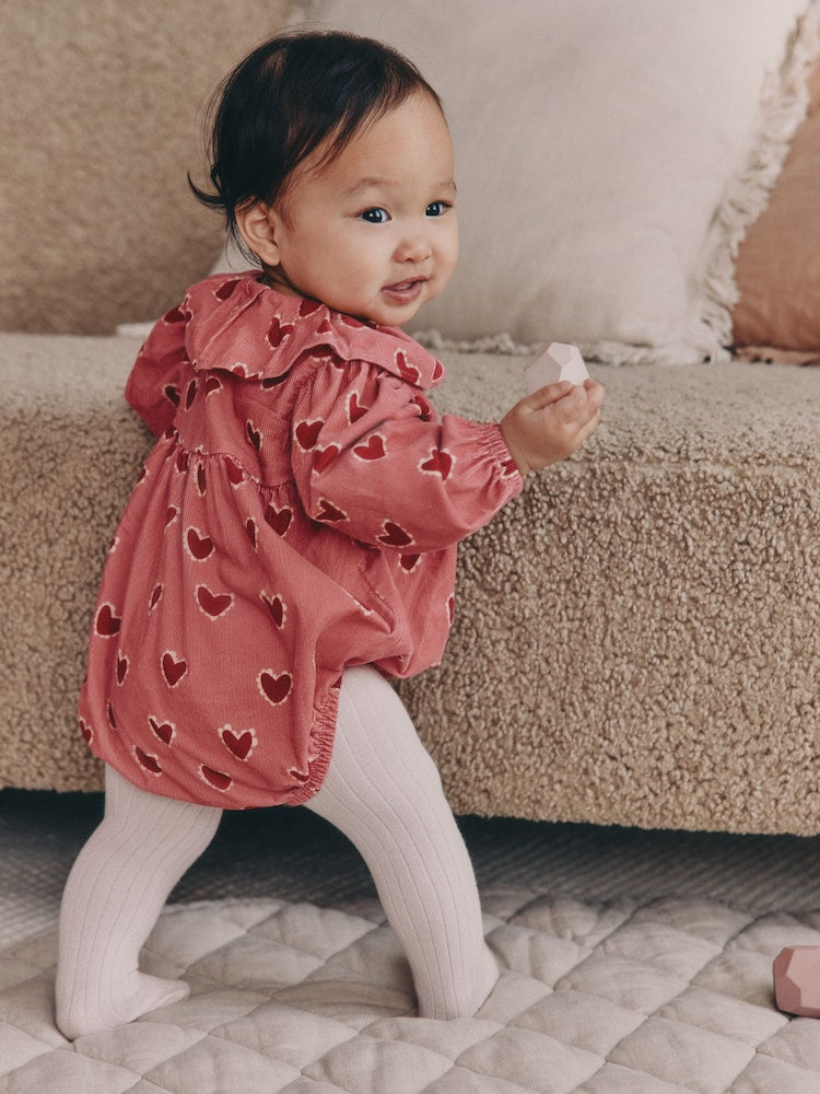 Red/Pink Heart Baby Bloomer Rompers Set 2 Piece with Tights
