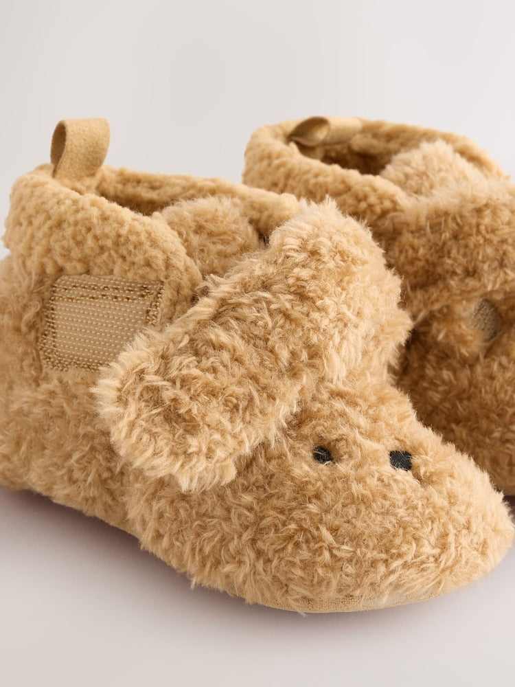 Brown Bear Baby Touch Fastening Slipper Boots (0-2mths)
