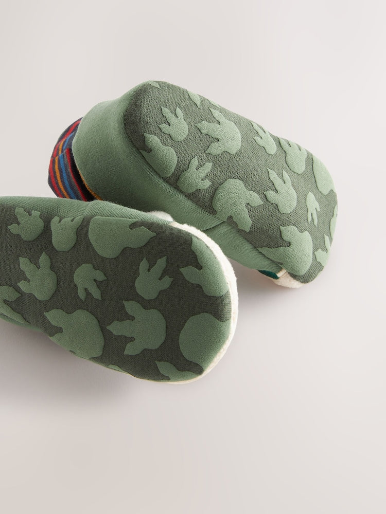 Green Dinosaur Baby Sock Top Boot Shoes (0-18mths)
