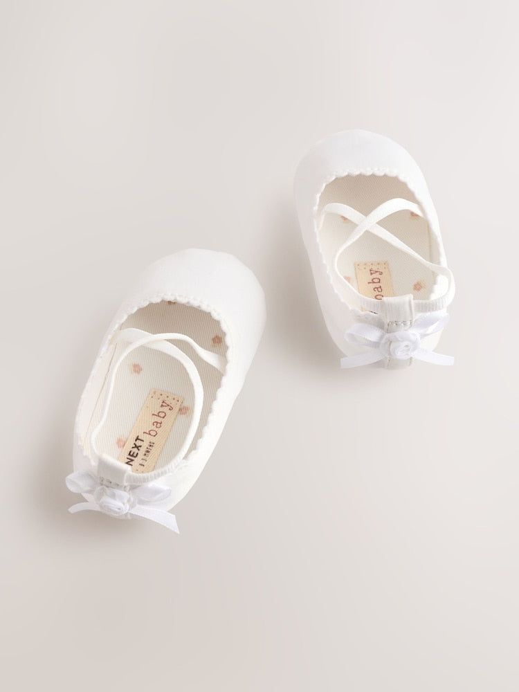 White Baby Bow Occassion Shoes (0-24mths)