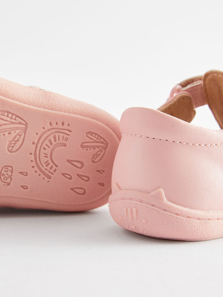 Pink Wide Fit (G) Crawler T-Bar Shoes