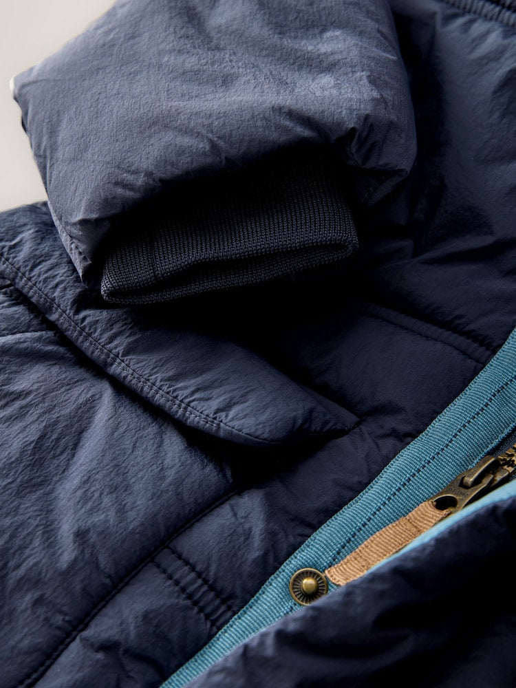 Navy Borg Lined Padded Shower Resistant Coat (3mths-7yrs)