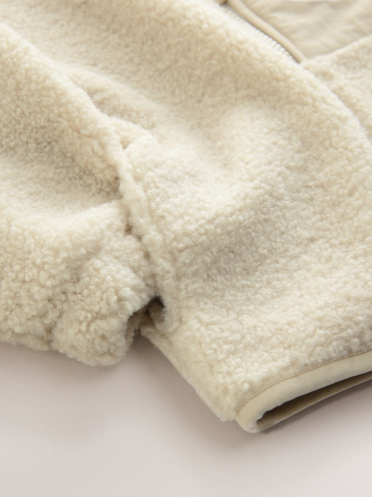 Stone Plain Funnel Neck Fleece Zip Through Fleece (3mths-7yrs)